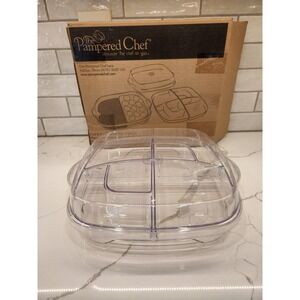 Pampered Chef Set Cool & Serve Square Tray #2292 Tray And Dividers Only With Box